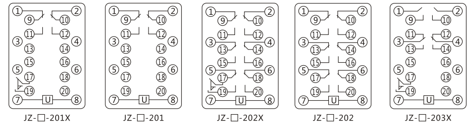 JZY（J)-410靜態(tài)中間繼電器內(nèi)部接線圖及外引接線圖
