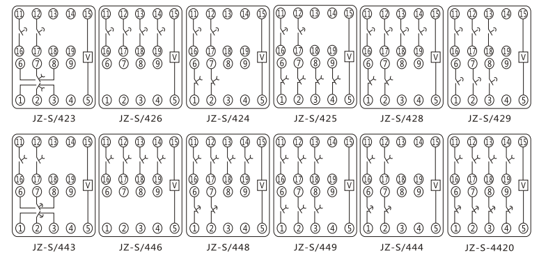 JZ-S/2418靜態(tài)可調(diào)延時(shí)中間繼電器內(nèi)部接線圖及外引接線圖